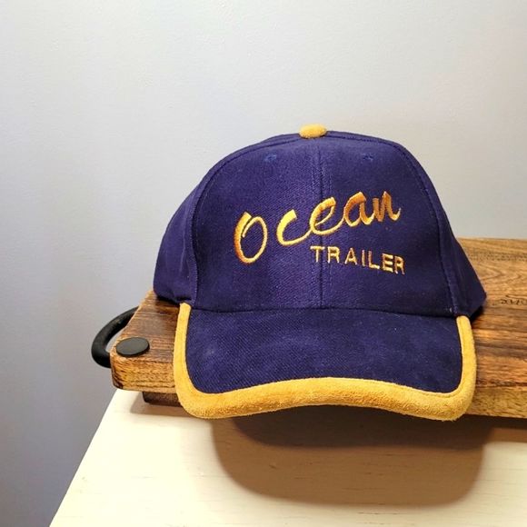 Strapback Trucker Hat Ocean Trailer Western Concepts Cotton Suede Retro Ball Cap - Picture 1 of 7